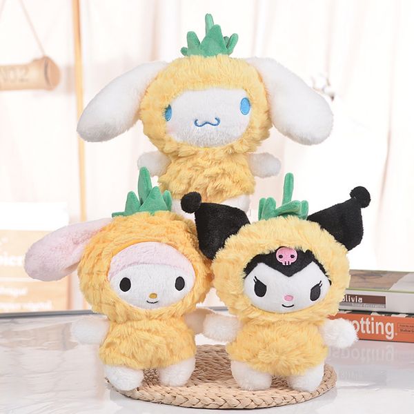 

Pineapple New Puff Bear Cross Dressing Kuromi Plush Dolls San Big Ear Jade Dog Melody Net Red Plush Toy Girl Doll 3 Styles Mix LT0020, As show