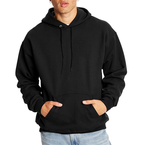

men's sweatshirt fleece hoodie cotton blend fleece hoodeds sweatshirt plush pullover hoodie, Black