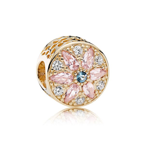 

yellow gold plated sparkling charm 925 sterling silver for pandora jewelry snake chain bracelet making accessories cz diamond luxury charms, Bronze;silver