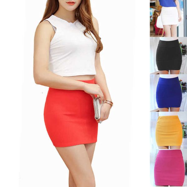 

women mini new fashiom summer high waist female pencil solid color office lady short skirt, Black