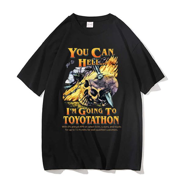 

men's t-shirts you can go to hell im going to toyotathon tshirt skull graphic print tshirts men women vintage tees funny toyotathon t s, White;black