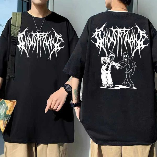 

men's t-shirts ghostemane double sided print tshirt man tshirt pouya t shirts men's 100 cotton streetwear men women fashion hip h, White;black