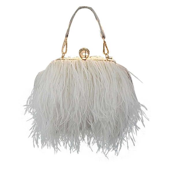

evening bag real natural ostrich feathers tote bagdress shoulder party money wal