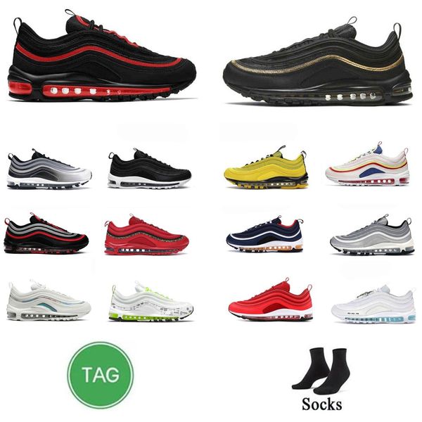 

sneaker shoes men women designer sneakers max 97 air running triple white black silver bullet airmaxs 97s sean wotherspoon red leopard bred