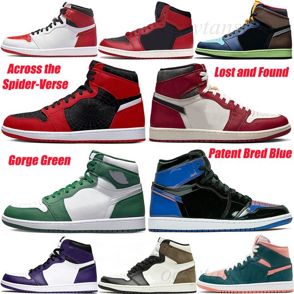 

og 1 high basketball shoes 1s jumpman lost and found patent bred across the spider-verse low concord twist men women trainers sneakers