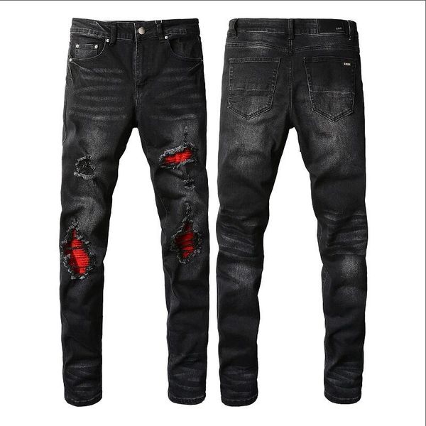 

high street washed jeans pants for women embroidery pants mens and womens oversize ripped patch hole size 30-40 streetwear all year round sl, Blue