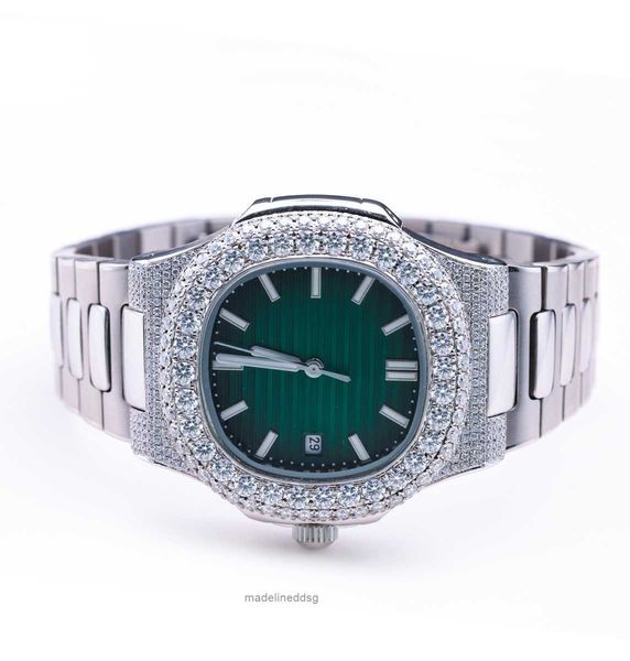 

fashion iced out watchesmens wrist luxury round cut lab gr 1mud, Slivery;golden