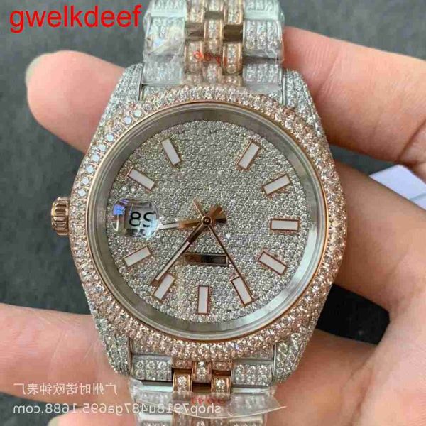 

wristwatches luxury custom bling iced out watches white gold plated moiss anite diamond watchess 5a replication mechanical 8o8w, Slivery;golden