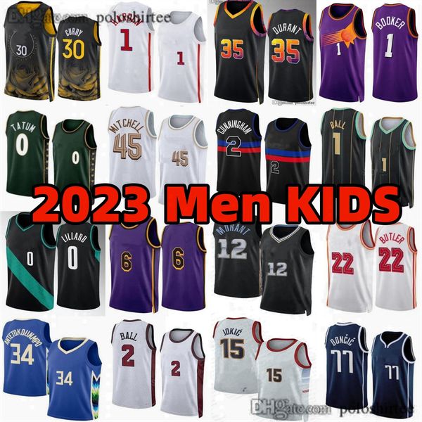 

ja morant stephen curry basketball jerseys lamelo ball tatum herro james embiid butler jokic lillard irving doncic giannis antetokounmpo jer, Black;red