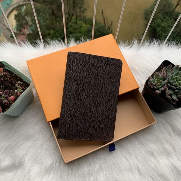 

women designer pu leather vintage passport holder men classic card holders tickets moneybag lady purse gift with box l003, Brown;gray