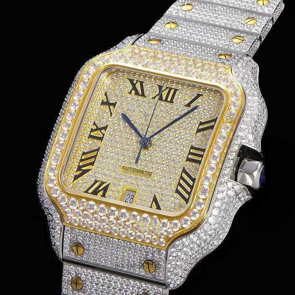 

fashion iced out watchesmens wrist luxury round cut lab gr 8uxy, Slivery;golden