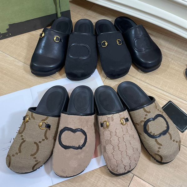 

new designer luxury shoes women sandals 8 colors slipper fashion embossed printed bun head flat drag low heel slippers slides flip flops siz, Black