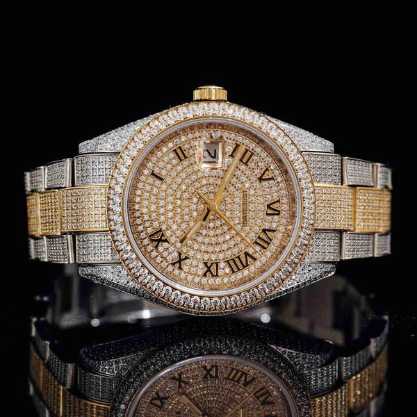 

fashion iced out watchesmens wrist luxury round cut lab gr j4po, Slivery;golden