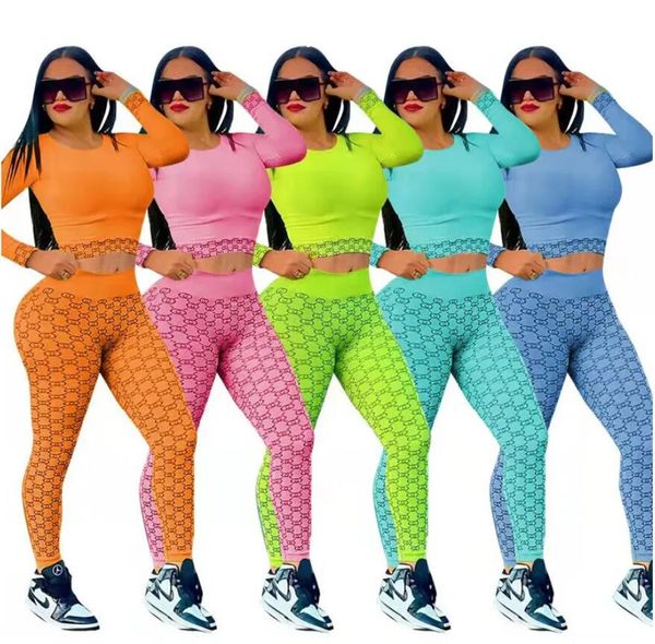 

women's tracksuits 2023 designer brand comfort sheath sport 2 -piece yoga gym long sleeve t-shirt pant, Gray