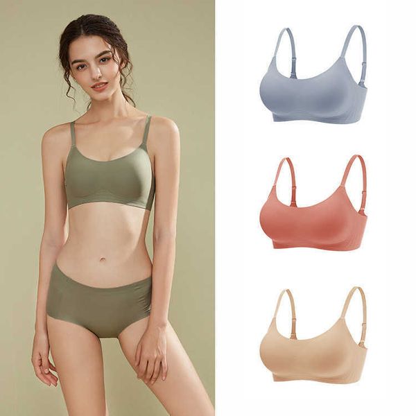 

outdoor bra strict selection of new products seamless glossy vest jelly sports small chest comfortable upper support no steel ring underwear, Red;black