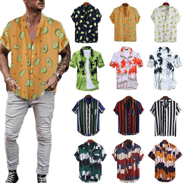 

men's hawaiian floral t shirt short sleeve beach party casual, White;black