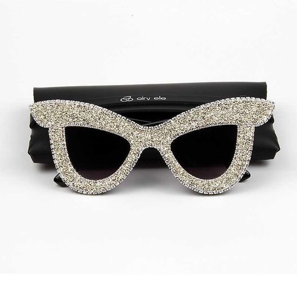 

sunglass woman 2023 luxury rhinestone cat eye oversized sunglasses brand shades for women oculos, White;black