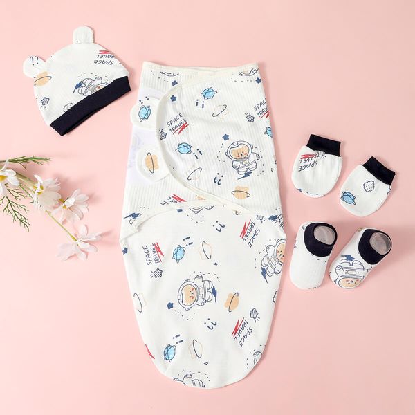 

sleeping bags hibobi 4pcs baby cartoon printed bag hat gloves shoes 230216