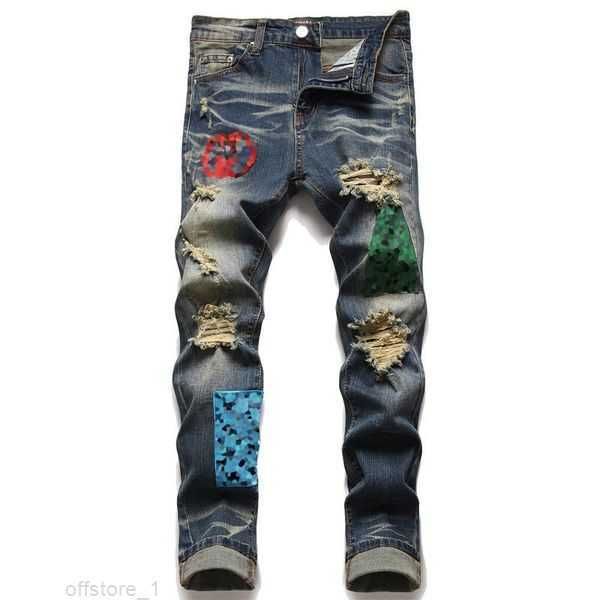 

mens designer jeans hiking pant ripped hip hop high street brand pantalones vaqueros para hombre motorcycle embroidery close fitting 5 uzbv, Blue
