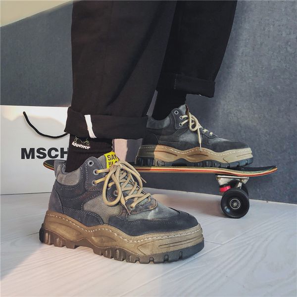 

dress shoes men's casual autumn winter platform hard-wearing hiking travel trainers men fashion sneakers zapatos de hombre 230217, Black