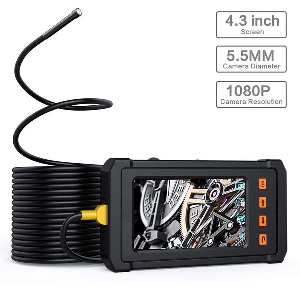 

5m cable length industrial endoscope 4.3inch lcd screen with 5.5mm borescope 1080p hd micro inspection camera 2800mah battery semi-rigid tub