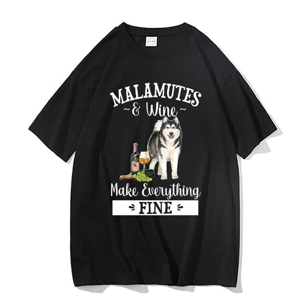 

men's t-shirts alaskan malamute wine alaskan men women tshirt men's fashion casual funny black tshirt men's oversized 100 cot, White;black