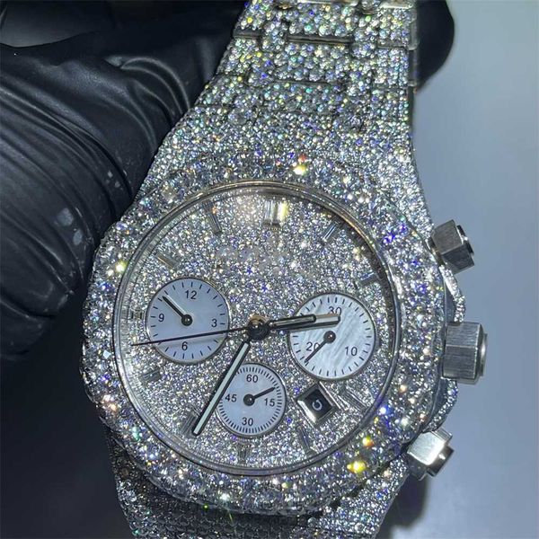

fashion iced out watchesmens wrist luxury round cut lab gr d8f5, Slivery;golden