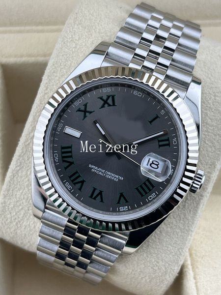 

diver sport wristwatch datejust 41mm wimbledon fluted stainless steel mens watch jubilee 126334 men's automatic watch, Slivery;brown