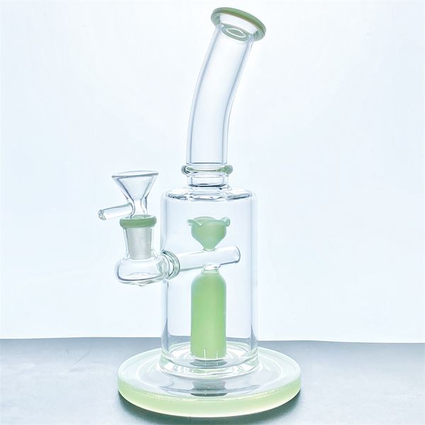 

Lotus drill glass pipe glass smoke pipe glass bowl water pipe, bubbler portable with 1 perc 14mm male connector GB-380-S