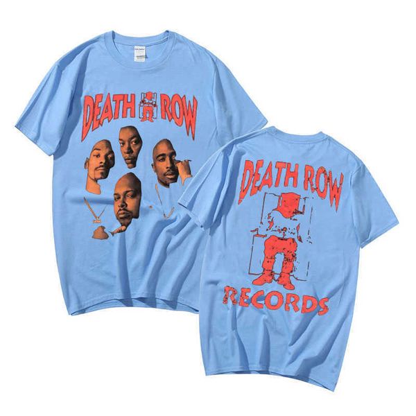 

men's t-shirts rapper death row records double sided graphic tshirt fashion streetwear men women hip hop style man retro t shirts j2302, White;black