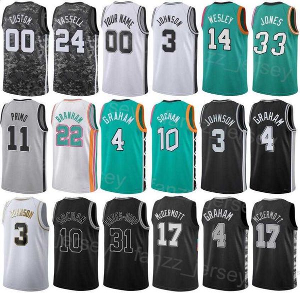 

print basketball devonte graham jersey 4 keldon johnson 3 zach collins 23 doug mcdermott 17 isaiah roby 18 jeremy sochan 10 blake wesley 14, Black;red