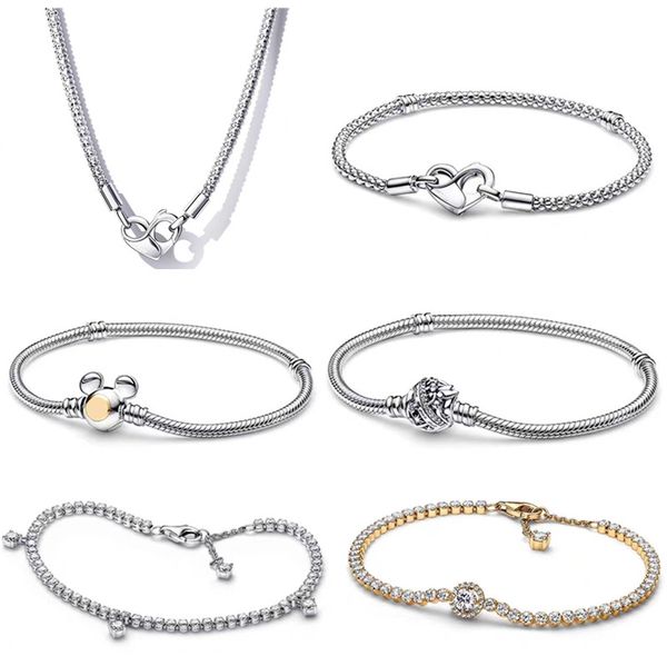 

925 silver mouse love charms bracelets women party gift 100th anniversary bracelet diy fit pandora new necklace designer jewelry, Golden;silver