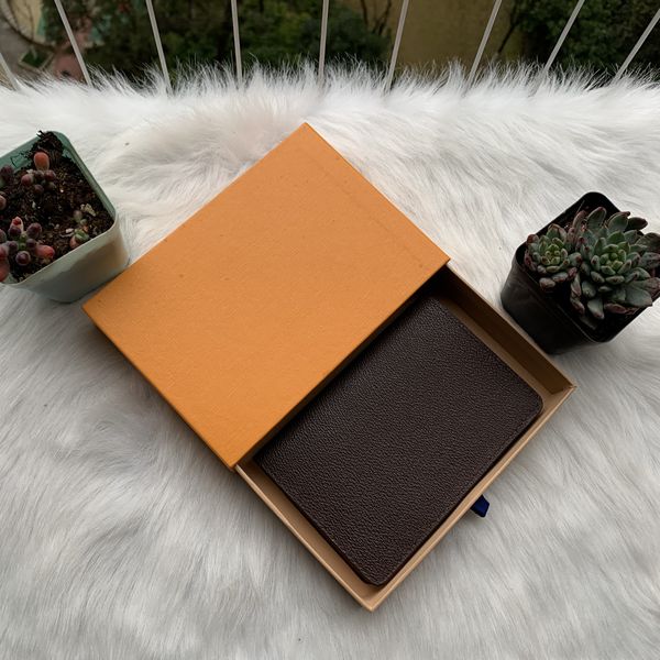 

women designer pu leather vintage passport holder men classic card holders tickets moneybag lady purse gift with box l004, Brown;gray