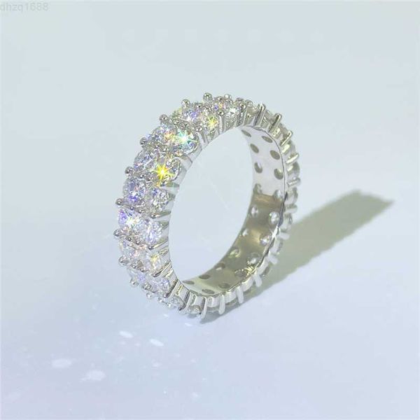 

charming men women ring 925 steling silver 2 rows bling moissanite diamond rings for party wedding nice gift
