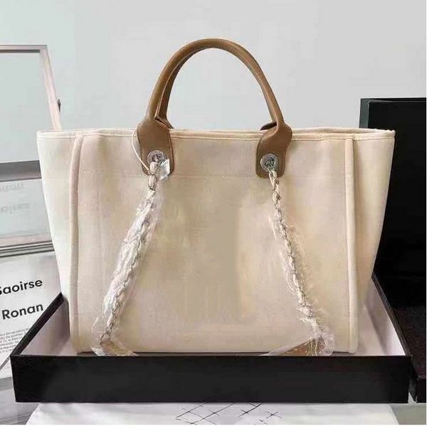 

new designer bags handbags tote bag channel chain bags beach women luxury fashion knitting purse shoulder large capacity canvas shopping bag
