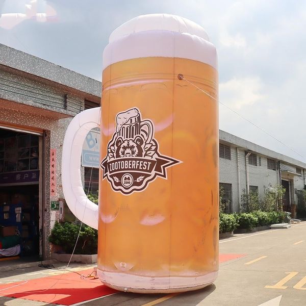 

bar nightclub 5m height advertising inflatable giant beer glass cup with lights 16ft inlfation brewage bottle beer mug for party event decor