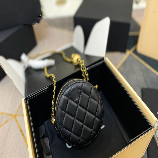 

channel handbag mini circular bagcustom luxury brand bag 12*12 cf leather cowhide golden chain slant shoulder 12cm black pink