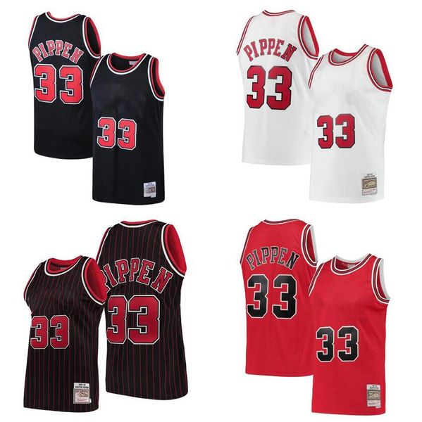 

dennis rodman basketball jerseys scottie pippen mitchell & ness hardwoods classics black red white men women youth s-xxxl retro jersey 91 33