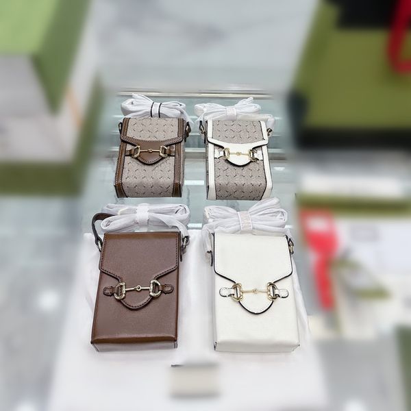 

designer ebony color leather mobile phone bag horse-bit buckle mini handbag flip century