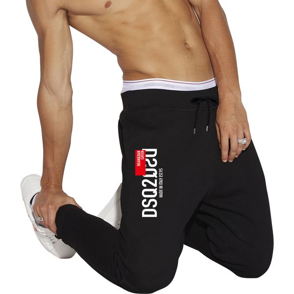 

dsq2 sports pants men's trousers, youth spring comfortable casual trousers, long pants, closed-up women's trousers, Black