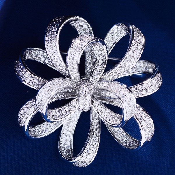 

pins brooches fashion flower copper inlaid zircon brooch creative atmosphere suit coat clothing accessories wedding highend corsage gift 230, Gray