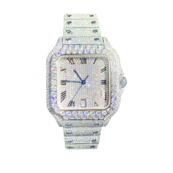 

fashion iced out watchesmens wrist luxury round cut lab grown watch wholesale hip hop rapper watcfor men alav, Slivery;golden