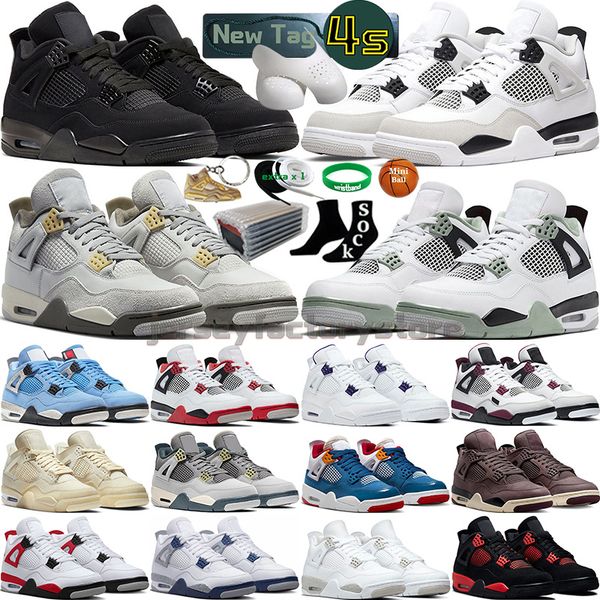 

4 men basketball shoes women 4s craft seafoam military black cat sail canvas white oreo midnight navy university blue thunder fire red seafo