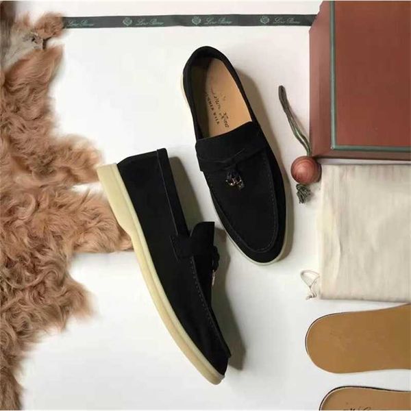 

italy original designer shoes rolopiana new lp lefu shoes single-footed suede slip-on lovers' flat bottomed casual slackers'ti01, Black;white