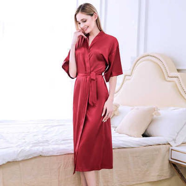 

pajamas body warmer long silk like pajamas for female summer bridesmaid morning robe nightgown big size girlfriends party wedding bathrobe h, Black;red