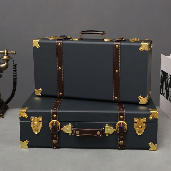 

suitcases luxury vintage trunk travel hand big leather luggage carryon under bed clothing organizer storage box antique bin 230216