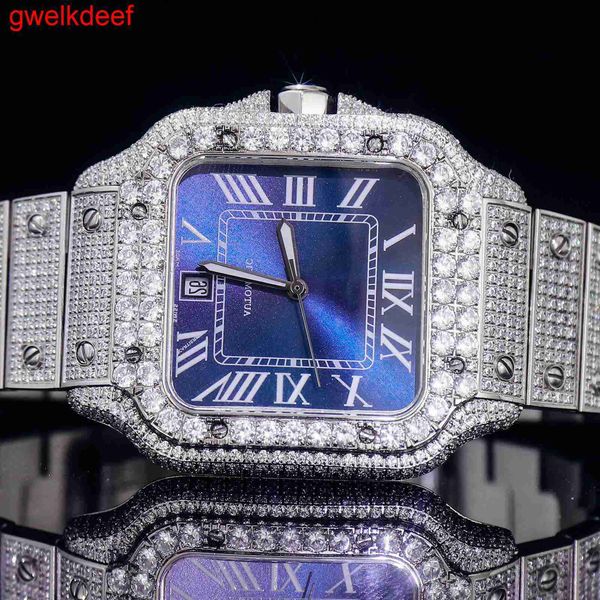 

wristwatches luxury custom bling iced out watches white gold plated moiss anite diamond watchess 5a replication mechanical al3w, Slivery;golden