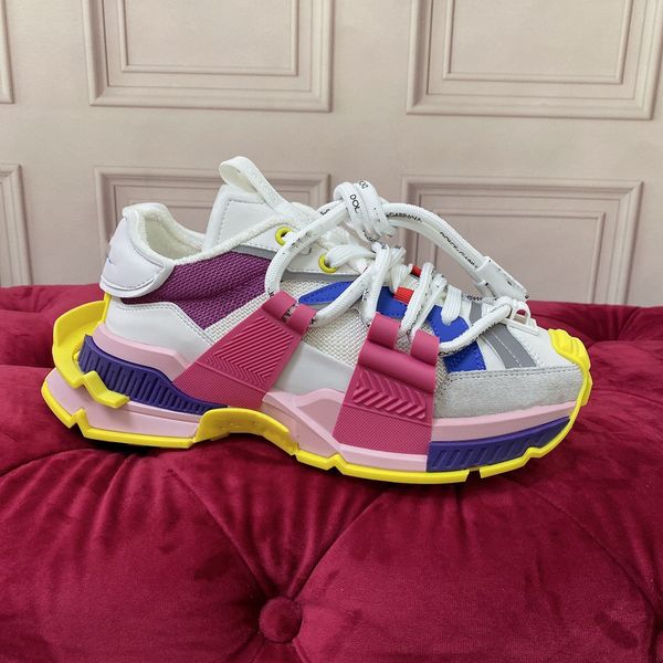 

2023 r mens causal shoes fashion woman leather lace up platform sole sneakers white 0502, Black