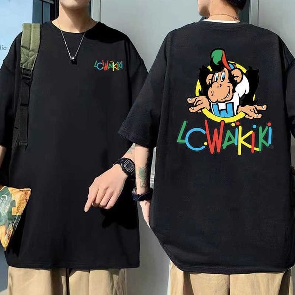 

men's t-shirts funny monkey graphic tshirt men women brand tee shirt man fashion t shirts lc waikiki monkey double sided print tshirt j, White;black