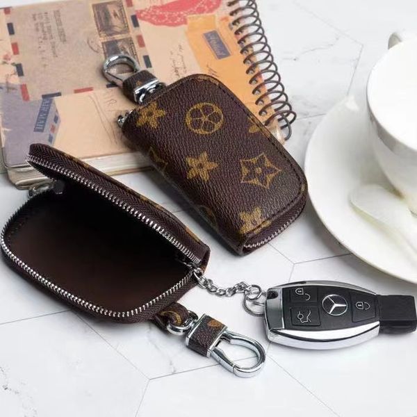 

men and women luxury leather key clip bag fashion printing multifunctional wallet keychain holder case cover purses pouch mini pendant, Red;blue